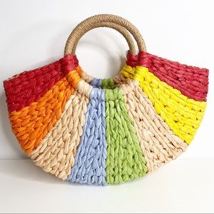 Collection XIIX Rainbow Straw paper Tote bag